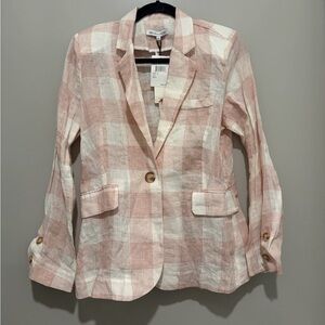 100% linen blazer Asher pink/white from heartloom size small